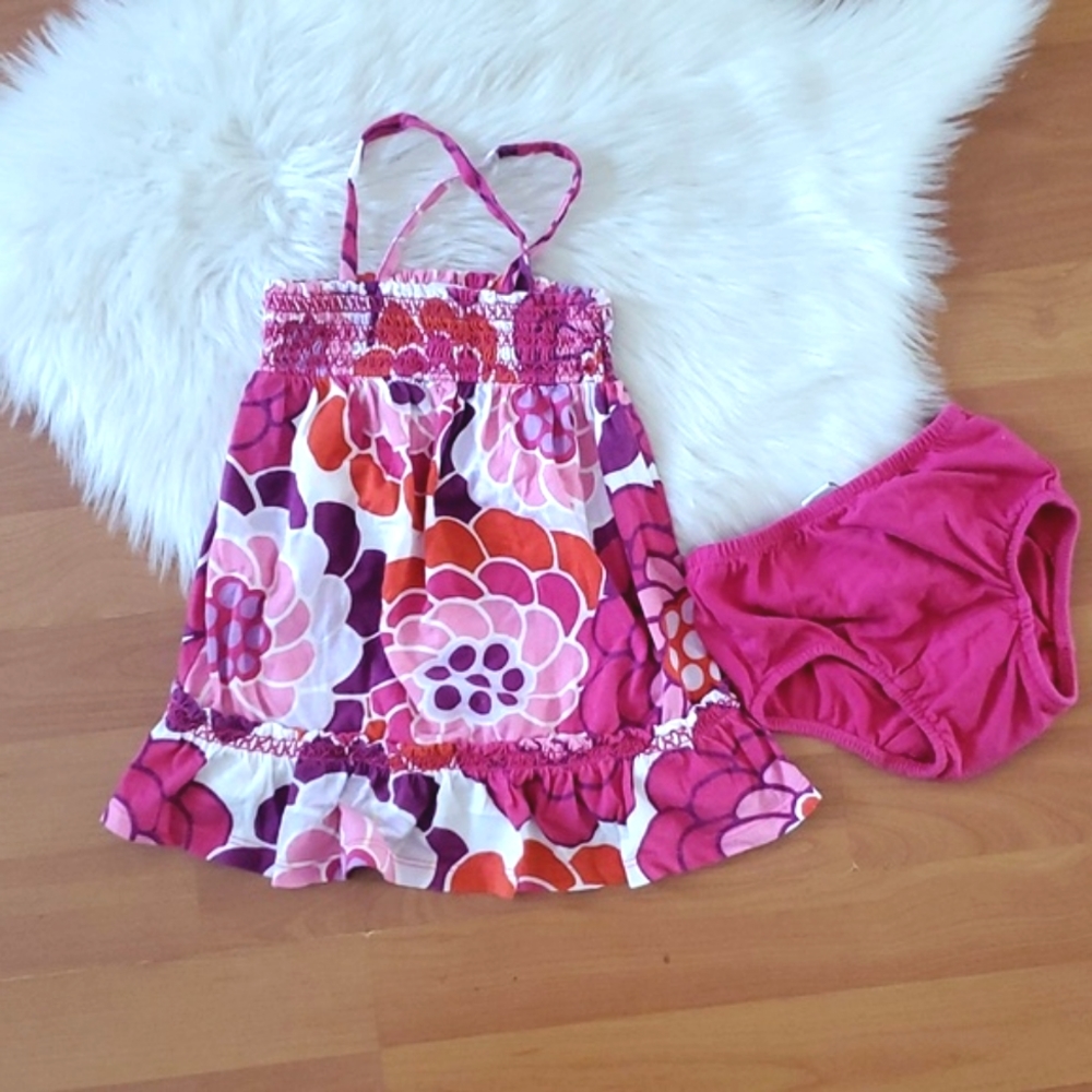 Baby gap pink floral sundress and bloomers set 18-24 months